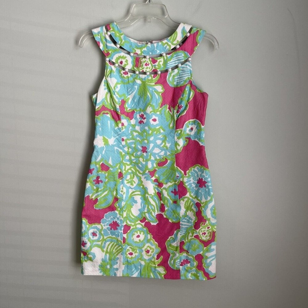 Lily Pulitzer Lindy Dress in Pop Pink a Delicacy Beaded Shift Sleeveless